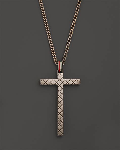 mens gucci cross necklace|Gucci diamond split cross necklace.